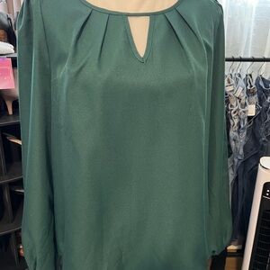SHEIN Teal Blouse with Keyhole Detail